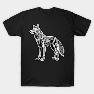 Wolf Skeleton Illustration T-Shirt